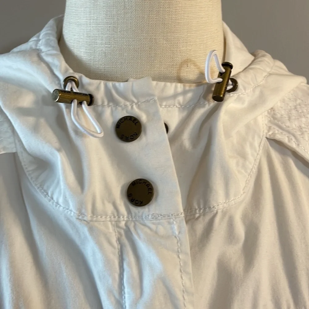 Michael Kors woman’s spring summer white 100% cotton jacket lightweight hood XS